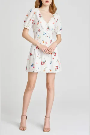 WAYF Berkleigh Floral Linen Blend Minidress in at Nordstrom, Size Large