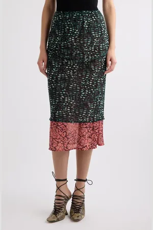 DRIES VAN NOTEN Homoa Layered Mixed Print Midi Skirt in at Nordstrom, Size Medium