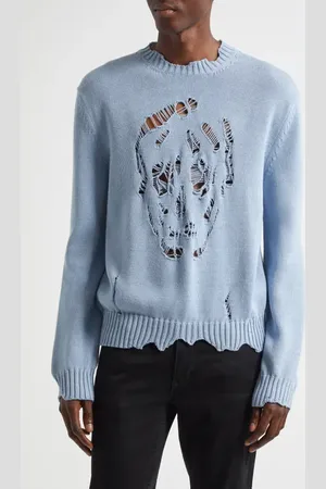 Alexander McQueen Distressed Skull Crewneck Sweater in at Nordstrom, Size X-Large