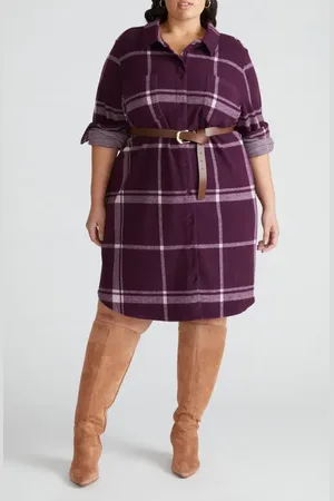 UNIVERSAL STANDARD Long Sleeve Check Flannel Shirtdress in at Nordstrom