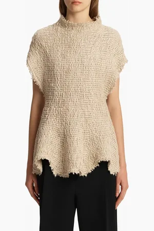 Khaite Gilles Funnel Neck Hemp & Silk Sweater in at Nordstrom, Size Large