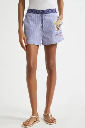 Camilla Crystal Embellished Stripe Boxer Shorts in at Nordstrom, Size X-Small