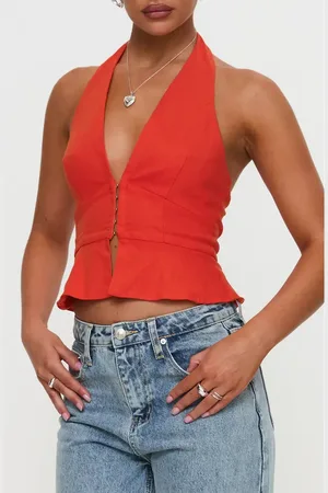 Princess Polly Pleasing Peplum Halter Top in at Nordstrom, Size 12