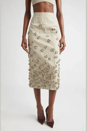 Michael Kors Floral Appliqu?? Crushed Gabardine Skirt in at Nordstrom, Size 8