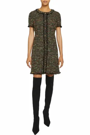 Santorelli SHEA Short Sleeve Shift Dress in Luxury Lurex Tweed in at Nordstrom, Size 4