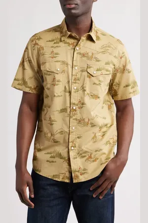 Pendleton Laramie Cowboy Print Short Sleeve Snap-Up Western Shirt in at Nordstrom, Size Large