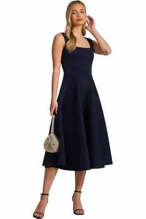 Quiz Scuba Foam Square Neck Skater Dress in at Nordstrom, Size 14