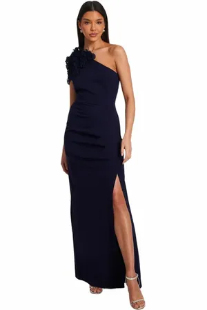 Quiz One Shoulder Ruffle Trim Maxi Dress in at Nordstrom, Size 12