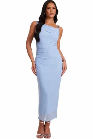 Quiz Mesh One Shoulder Chain Detail Maxi Dress in at Nordstrom, Size 12