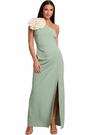 Quiz Scuba Crepe Contrast Corsage Maxi Dress at Nordstrom, Size 8