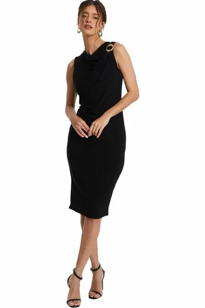 Quiz ITY Gold Buckle Detail Midi in at Nordstrom, Size 2