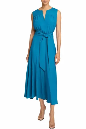 Santorelli MIRA Sleeveless Midi Dress with Hi-Lo Hemline in Silk Crepe de Chine in at Nordstrom, Size 2