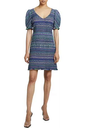 Santorelli BIANCA Tweed Shift Dress with Puff Sleeves in at Nordstrom, Size 2