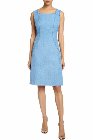 Santorelli CHIYO Sleeveless A-Line Dress with Fringed Seams in Luxury Tweed in at Nordstrom, Size 2