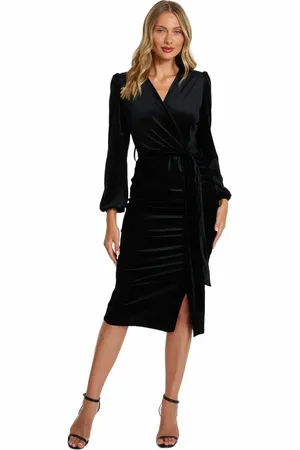 Quiz Velvet Wrap Midi Dress in at Nordstrom, Size 10