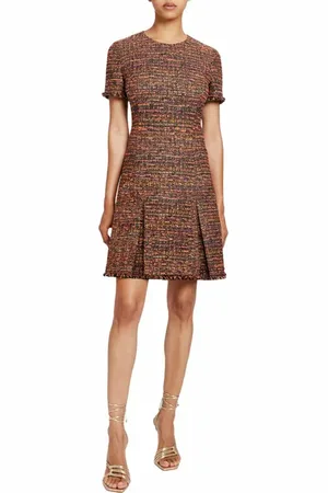 Santorelli INDIRA Short Sleeve Knee Length Sheath Dress in Luxury Tweed in at Nordstrom, Size 8