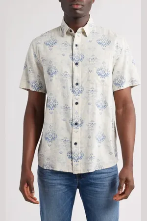 Pendleton Dawson Printed Short Sleeve Linen Blend Button-Up Shirt in at Nordstrom, Size X-Large