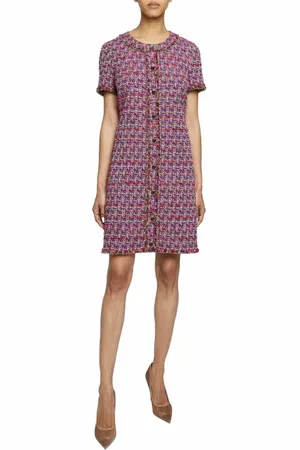 Santorelli SHEA Short Sleeve Shift Dress in Lightweight Modern Tweed in at Nordstrom, Size 6