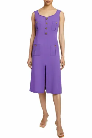 Santorelli FANNY A-Line Sleeveless Midi Dress in Luxury Wool Crepe in at Nordstrom, Size 4
