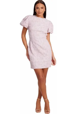 Quiz Jacquard Puff Sleeve Mini Dress in at Nordstrom, Size 14