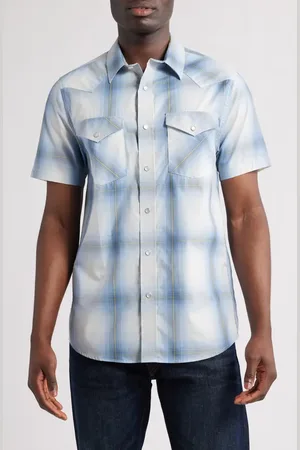 Pendleton The Bishop Plaid Short Sleeve Snap-Up Shirt in at Nordstrom, Size Medium