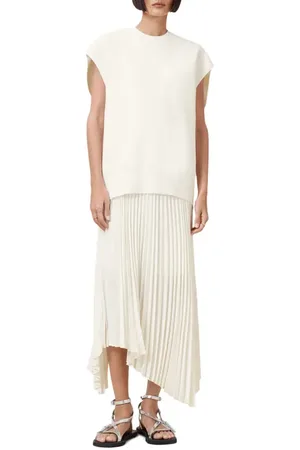 AllSaints Leia Harley 2-in-1 Longline Sweater Vest & Asymmetric Slipdress Set in at Nordstrom, Size Medium