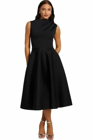 Quiz Scuba Foam High Neck Midi Dress in at Nordstrom, Size 10