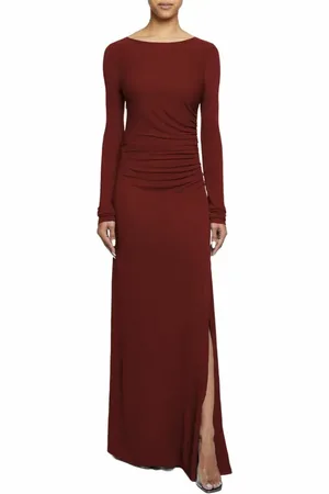 Santorelli ABBY Long Sleeve Maxi Dress with Side Ruching in Fluid Jersey in at Nordstrom, Size Medium