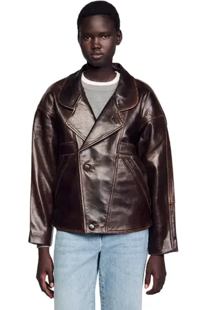 Sandro Oversized leather jacket in at Nordstrom, Size 42 Eu