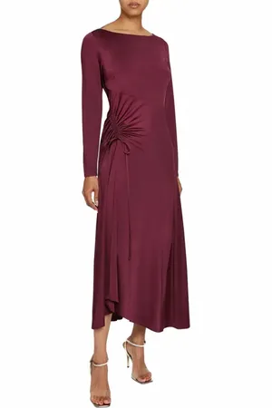 Santorelli TIA Long Sleeve Handkerchief Midi Jersey Dress in at Nordstrom, Size 6