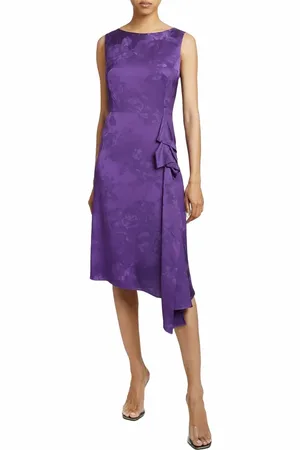 Santorelli NICA Sleeveless Dress with Side Ruffle in Tonal Satin Jacquard in at Nordstrom, Size 10