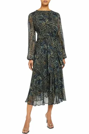 Santorelli CALLIE Long Sleeve Fit and Flare Midi Dress in at Nordstrom, Size 16