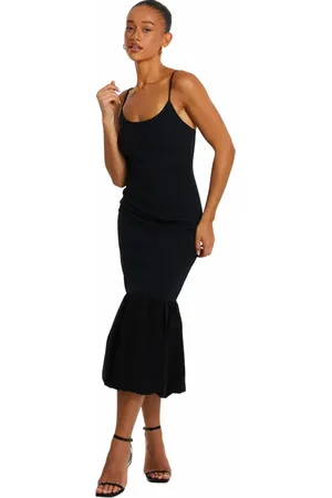 Quiz Jersey and Bengaline Puffball Strappy Midi Dress in at Nordstrom, Size 12