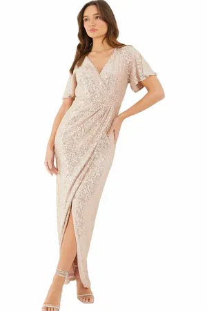 Quiz Sequin Wrap Batwing Maxi Dress in at Nordstrom, Size 4