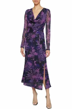 Santorelli PIPER Cowl Neck Dress in Abstract Floral Crinkled Georgette in at Nordstrom, Size 16