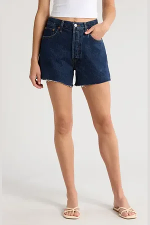 RE/DONE 90s Raw Hem Low Slung Organic Cotton Denim Shorts in at Nordstrom, Size 30