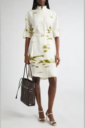 Salvatore Ferragamo Blossom Print Long Sleeve Cady Shirtdress in at Nordstrom, Size 4 Us