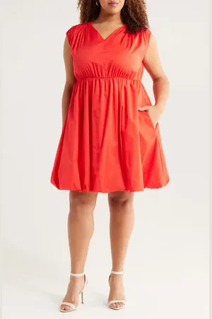 HARSHMAN Arla Bubble Hem Cotton Dress in at Nordstrom, Size 1X