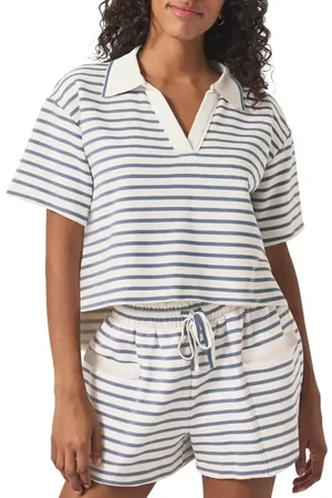 Splendid Cassie Stripe Terry Johnny Collar Polo in at Nordstrom, Size Small