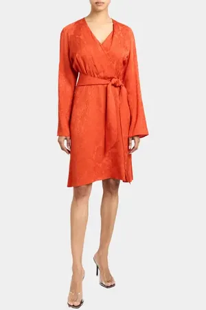Santorelli KAYDEN Long Sleeve Faux Wrap Fit and Flare Dress in at Nordstrom, Size 40