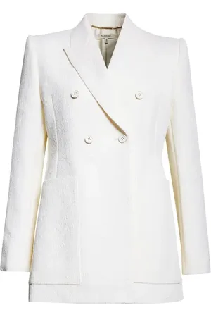 Chloé Boxy Jacquard Double Breasted Cotton Blend Jacket in at Nordstrom, Size 10 Us