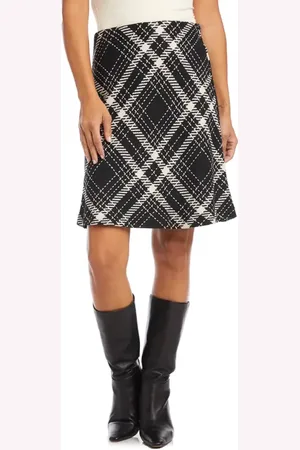 Karen Kane Plaid Jacquard A-Line Skirt in at Nordstrom, Size X-Large