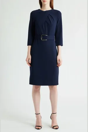 Tahari ASL Belted Crepe Dress in at Nordstrom, Size 2