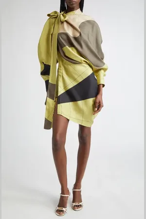 Salvatore Ferragamo Parachute Print Long Sleeve Silk Dress in at Nordstrom, Size 10 Us