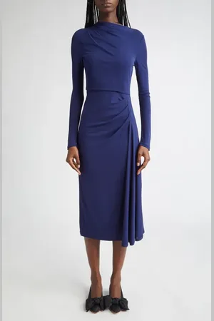 Erdem Long Sleeve Draped Crepe Jersey Midi Dress in at Nordstrom, Size 2 Us