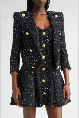 Balmain Polka Dot Tweed Spencer Jacket in at Nordstrom, Size 10 Us