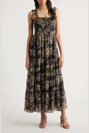 LUCY PARIS Dylan Floral Smock Bodice Maxi Dress in at Nordstrom, Size X-Large