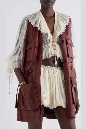 Chloé Sleeveless Leather Utility Coat in at Nordstrom, Size 2 Us