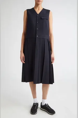 Comme des Garçons Pleated Wool Gabardine Midi Dress in at Nordstrom, Size Medium