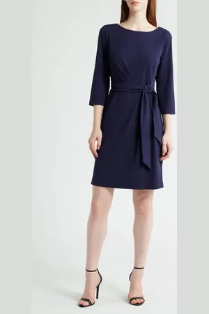 Tahari ASL Side Tie Long Sleeve Dress in at Nordstrom, Size 2